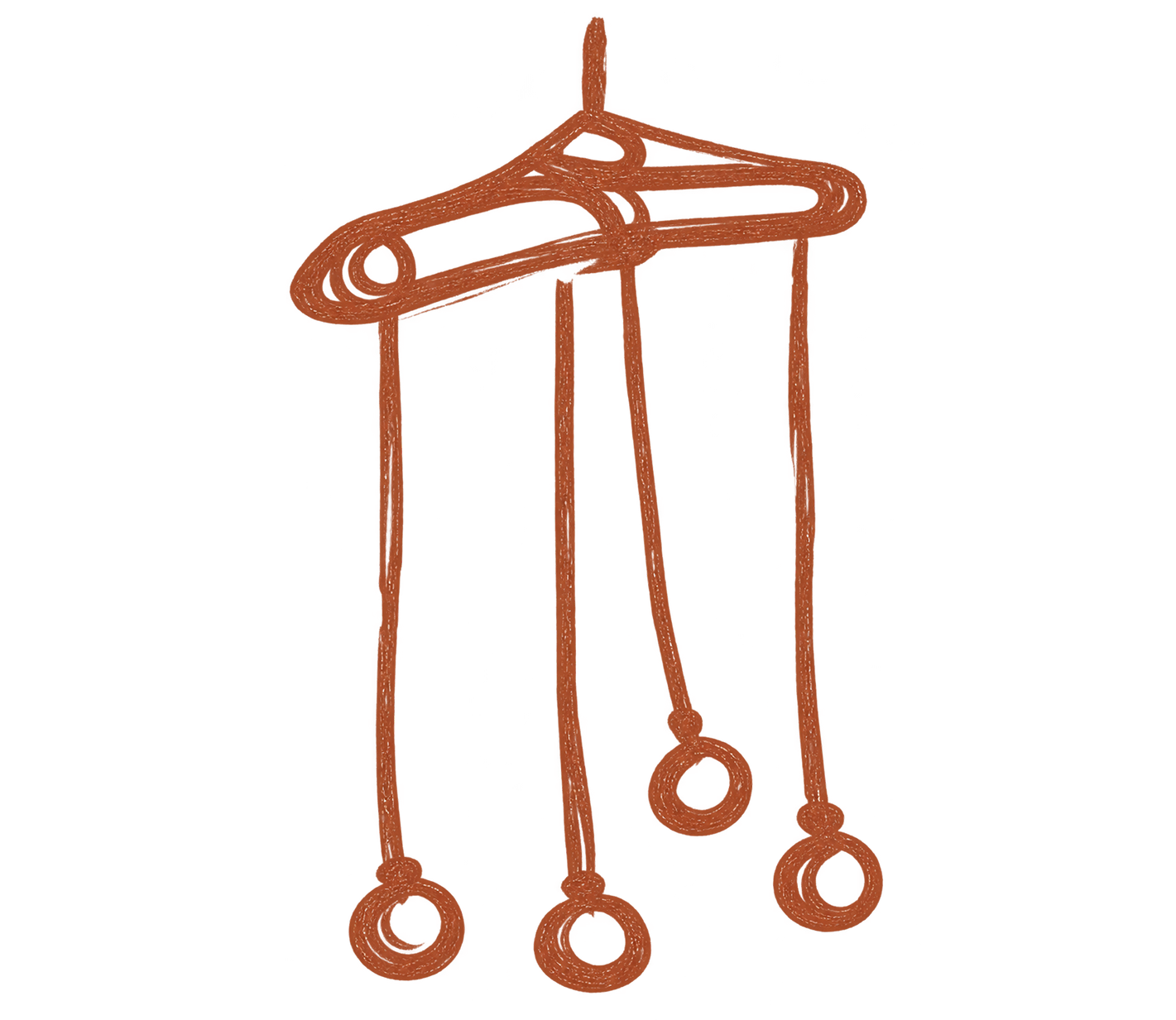 Icono dibujado naranja a mano de un mando de control para marionetas, representando el arte de los títeres y la manipulación escénica.